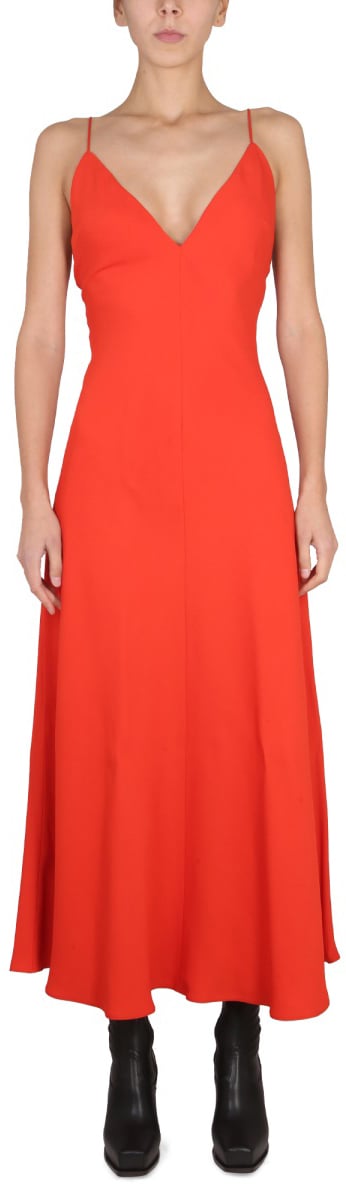 Stella McCartney MAXI V-NECK DRESS Rood