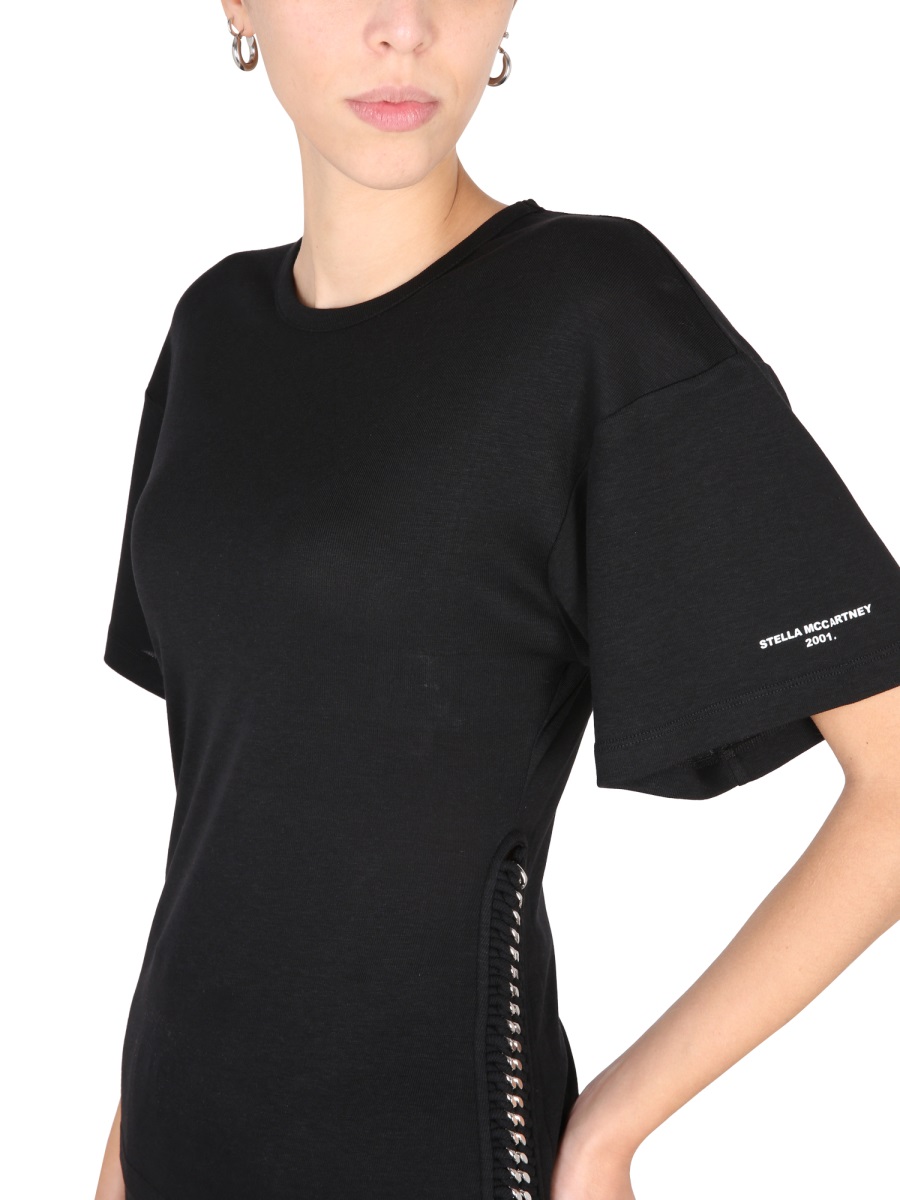 Stella McCartney T-SHIRT WITH CHAIN DETAIL Zwart
