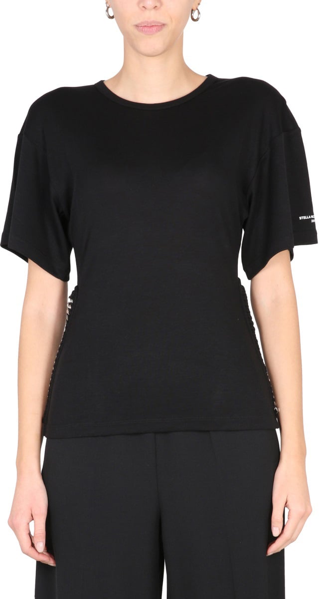 Stella McCartney T-SHIRT WITH CHAIN DETAIL Zwart