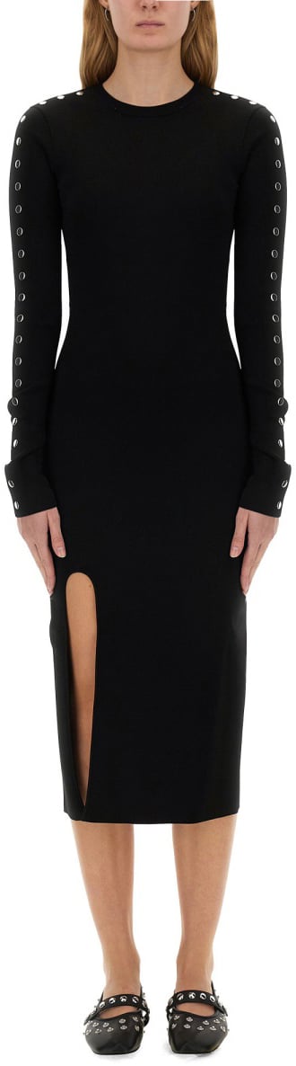 Stella McCartney MIDI DRESS WITH SLIT Zwart