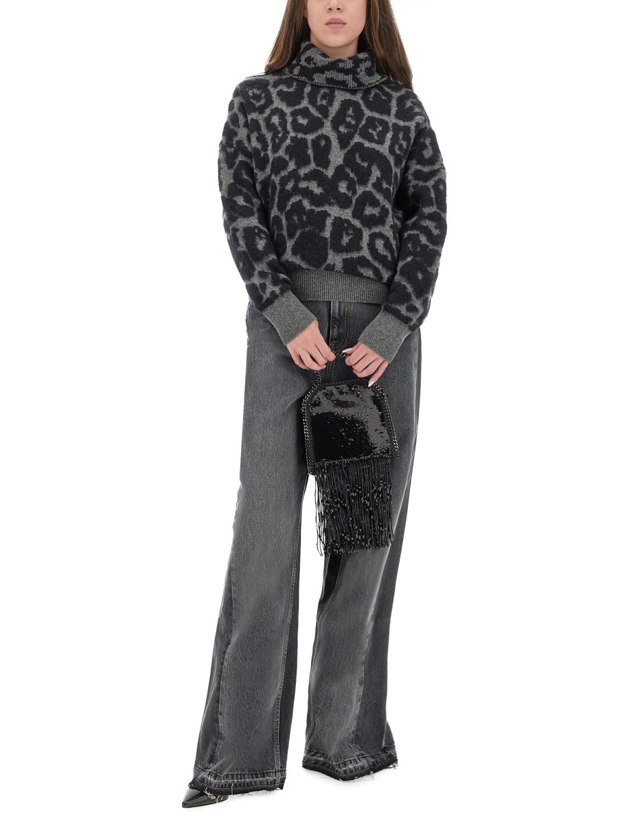 Stella McCartney WOOL AND ALPACA "LEOPARD" SWEATER Zwart