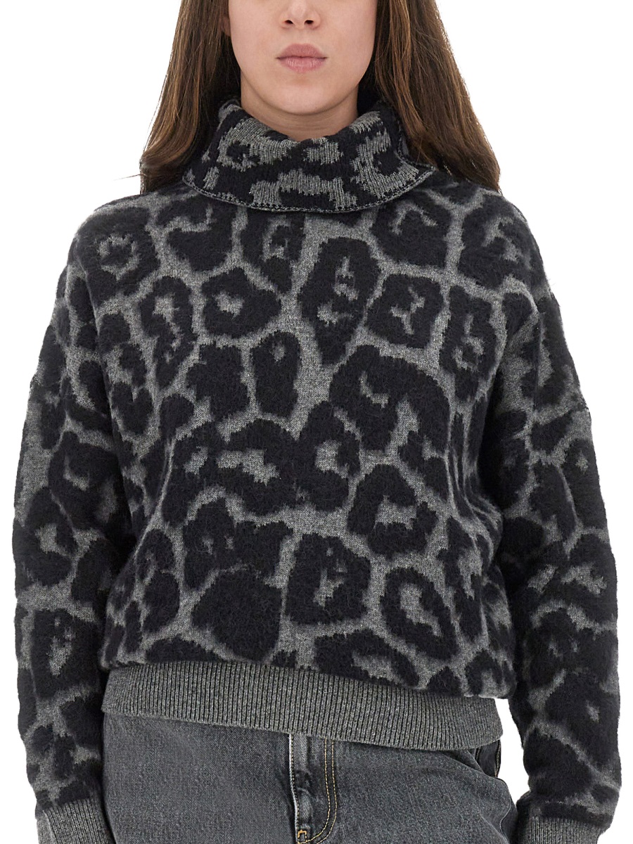 Stella McCartney WOOL AND ALPACA "LEOPARD" SWEATER Zwart
