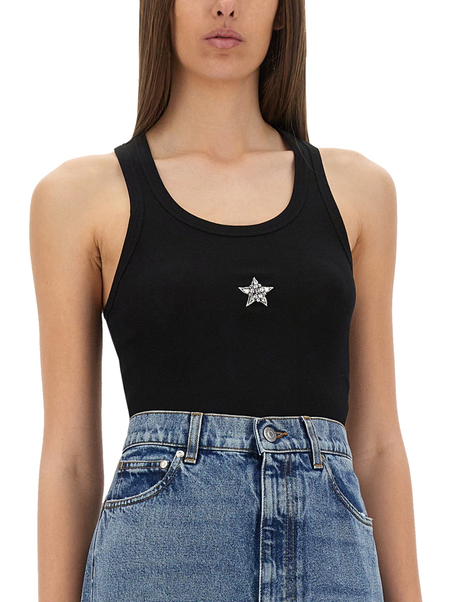 Stella McCartney "CRYSTAL MINI STAR" TANK TOP Zwart