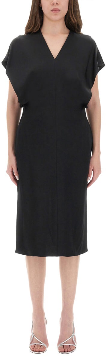 Stella McCartney MIDI DRESS WITH WING SLEEVES Zwart