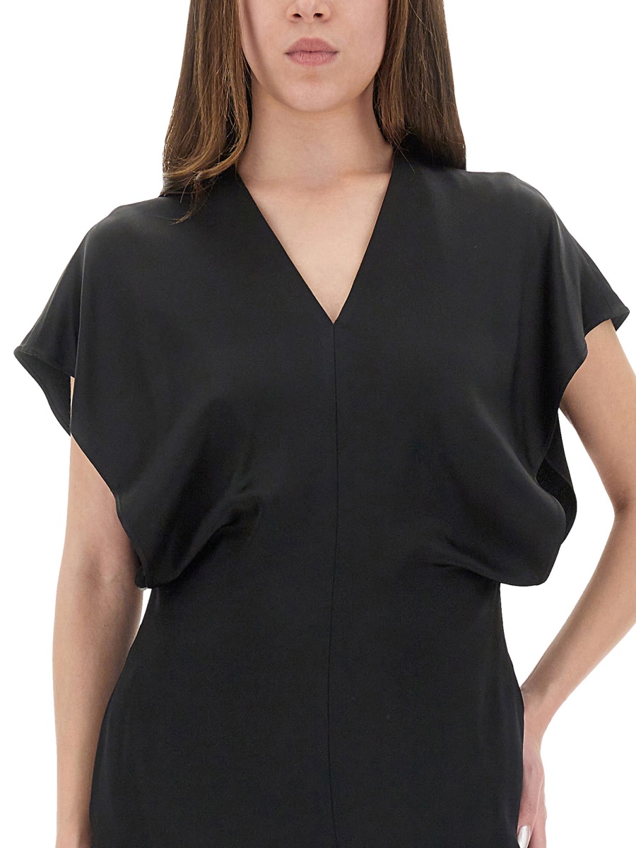 Stella McCartney MIDI DRESS WITH WING SLEEVES Zwart