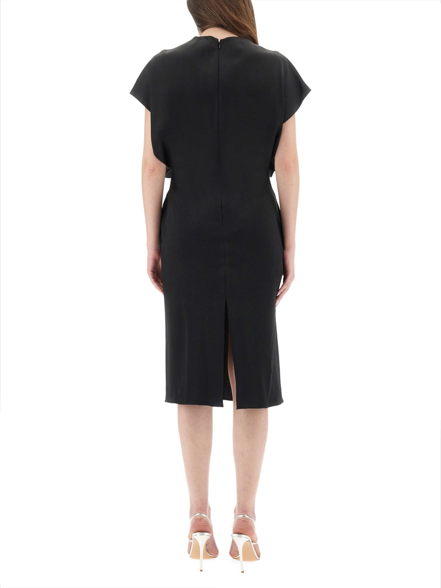 Stella McCartney MIDI DRESS WITH WING SLEEVES Zwart