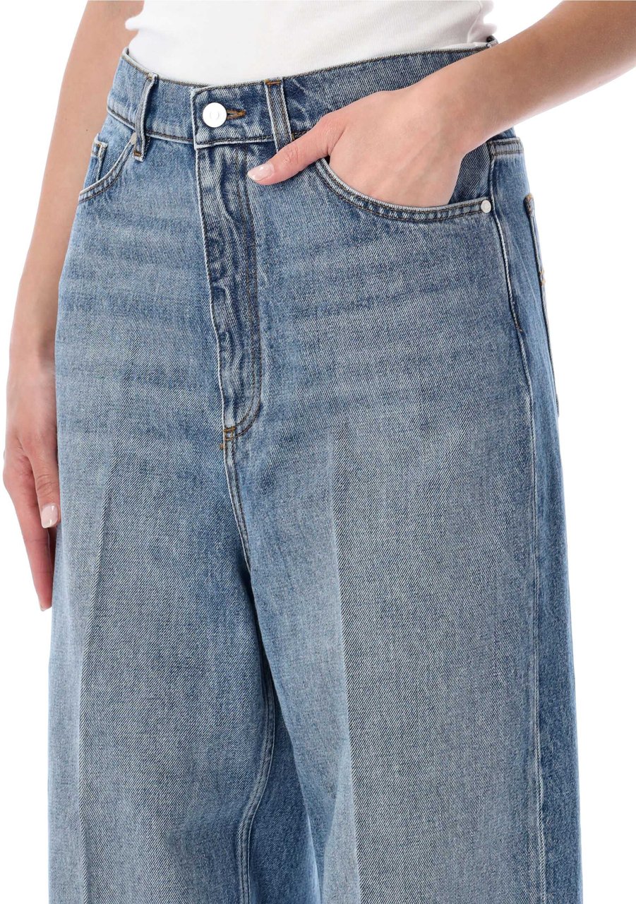Stella McCartney Iconic Blue Wide Leg Jeans Iconic Mid Vintage Blue Blauw