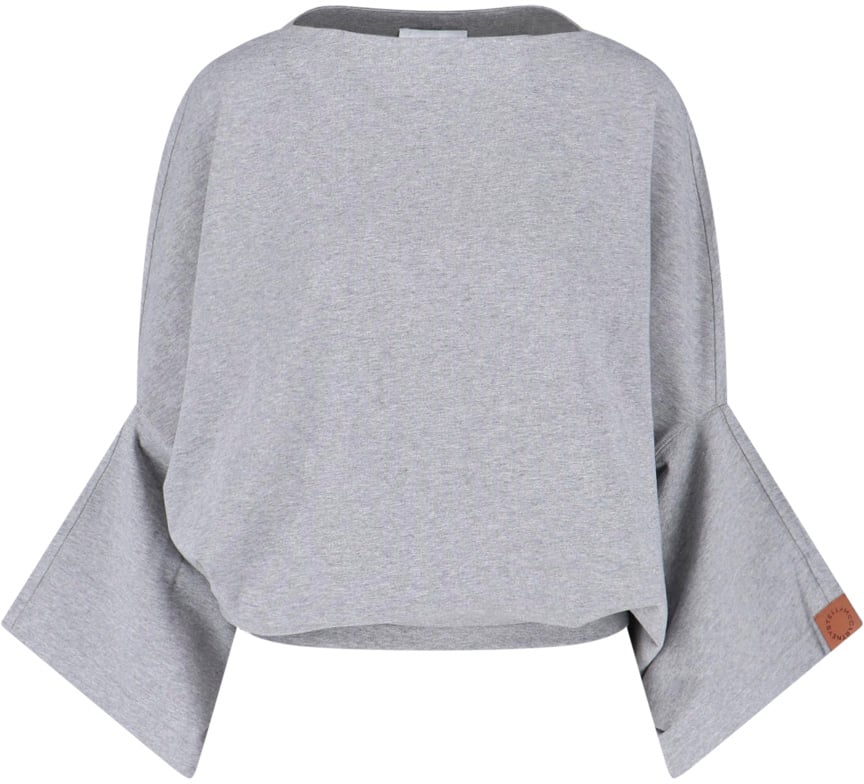 Stella McCartney Grey Cropped Wide Sleeve Logo Sweatshirt Grijs