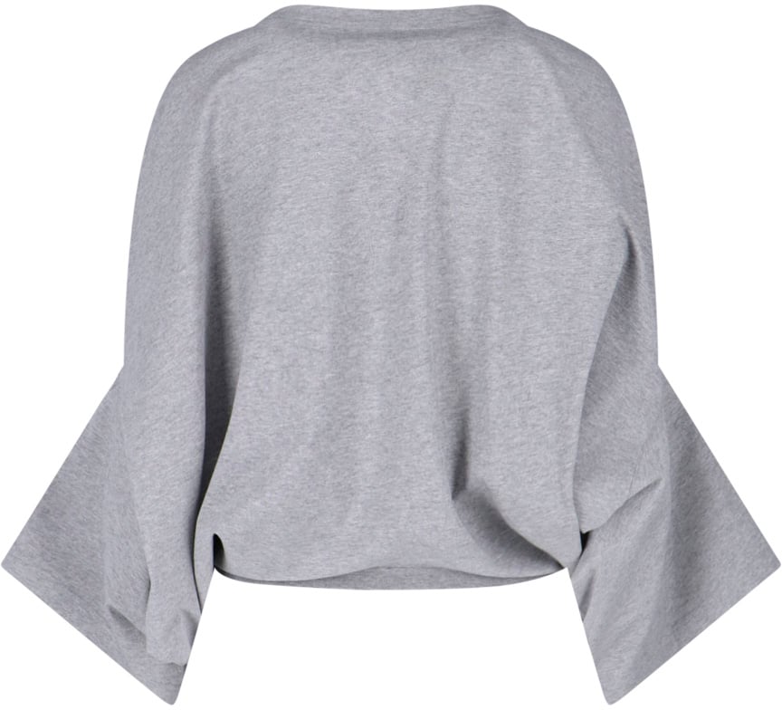 Stella McCartney Grey Cropped Wide Sleeve Logo Sweatshirt Grijs