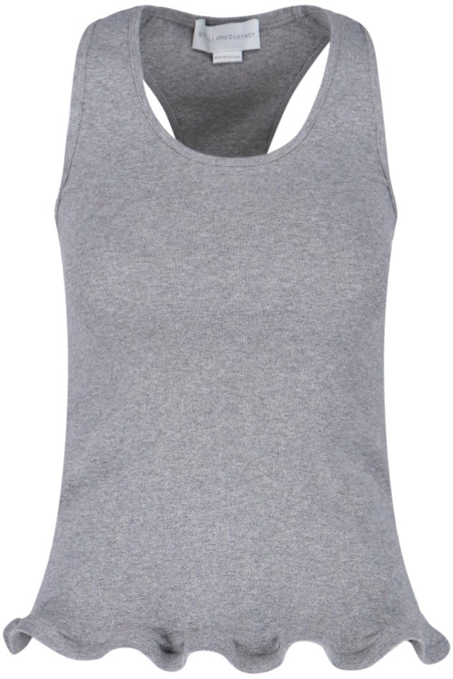 Stella McCartney Grey Sleeveless Ruffled Hem Tank Top Grijs