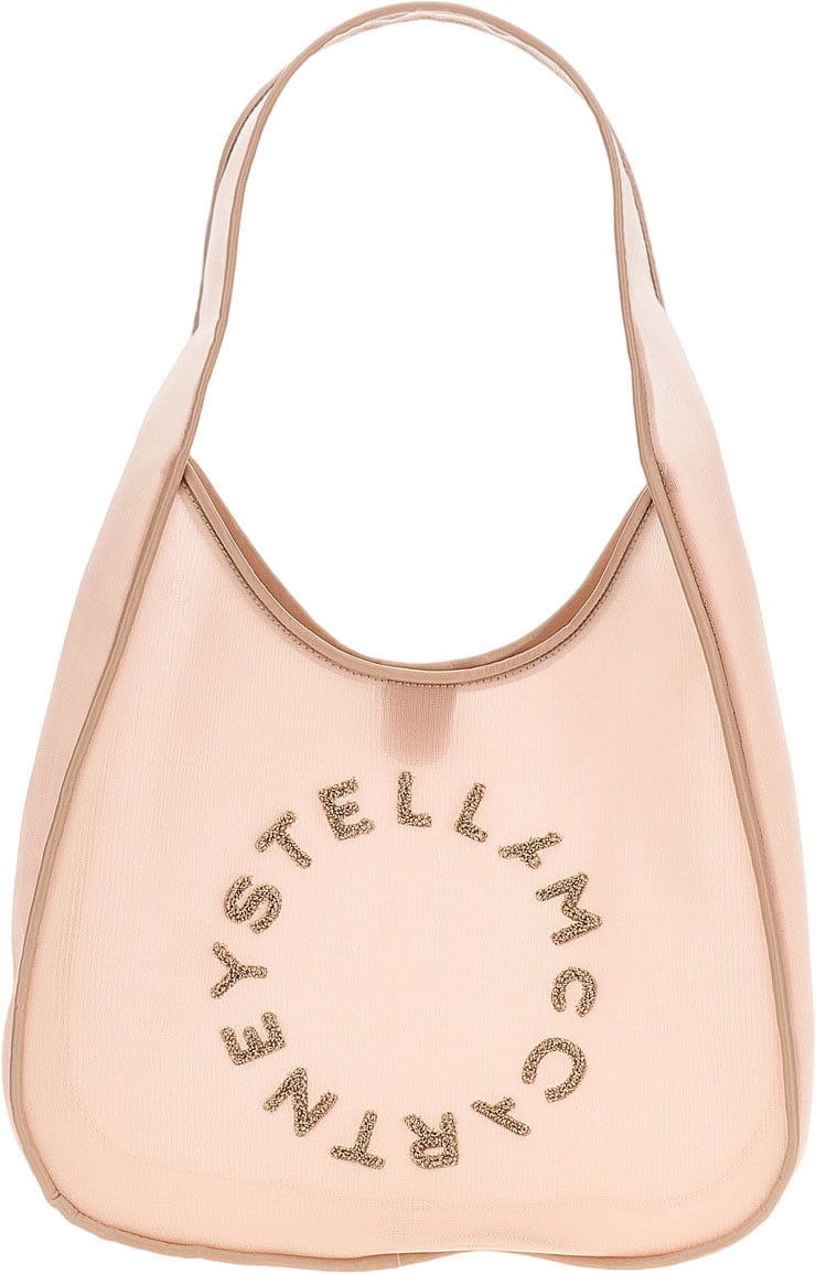 Stella McCartney Logo Large Hobo Bag Mesh Neutraal