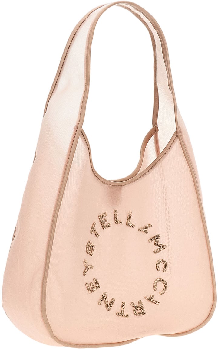 Stella McCartney Logo Large Hobo Bag Mesh Neutraal