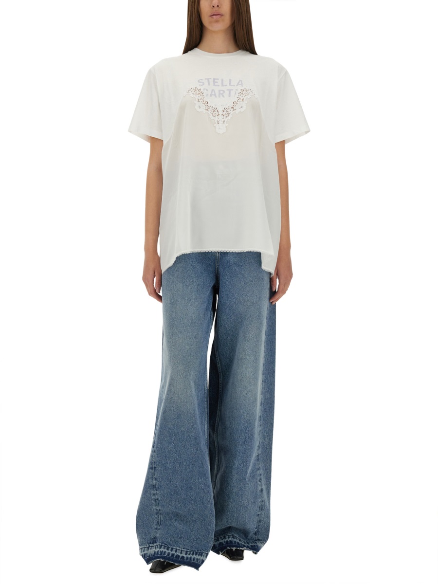 Stella McCartney T-SHIRT WITH LACE INSERT Wit