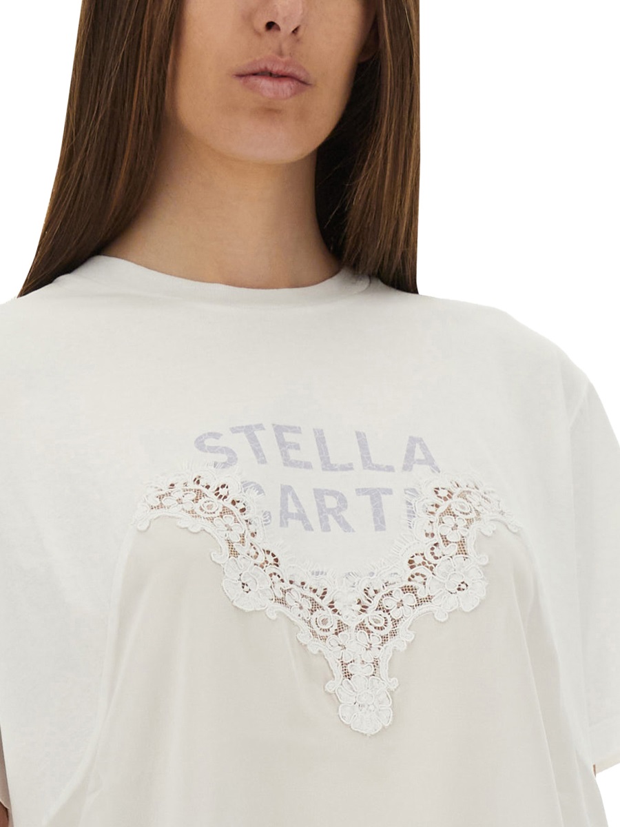 Stella McCartney T-SHIRT WITH LACE INSERT Wit