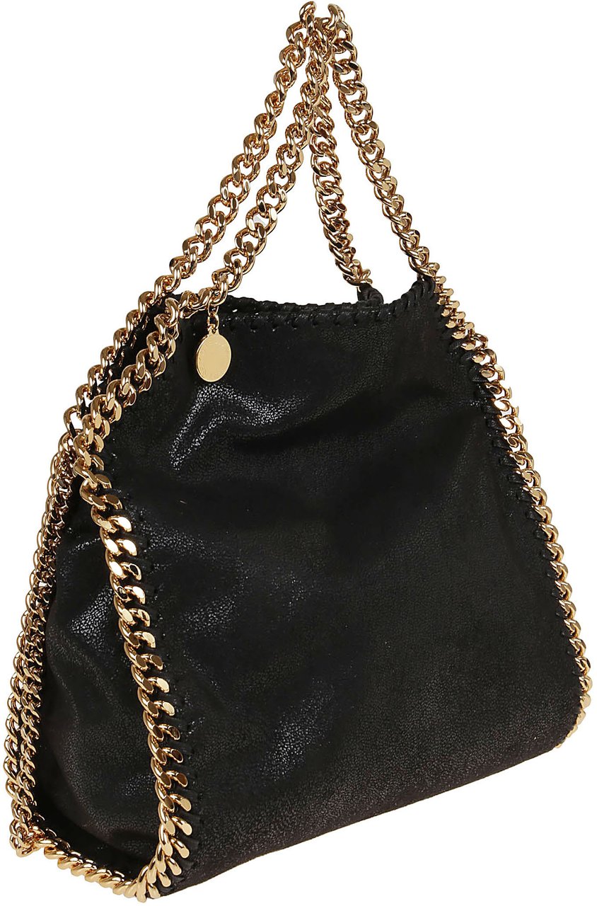 STELLA McCARTNEY Mini Tote Eco Shaggy Deer W/Gold Color Chain Zwart