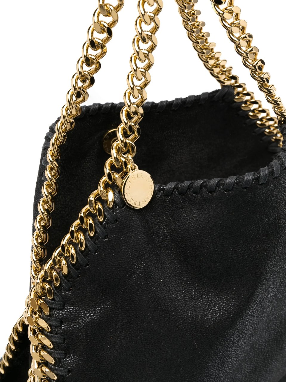 Stella McCartney Black Falabella Mini Chain Trim Totes Zwart