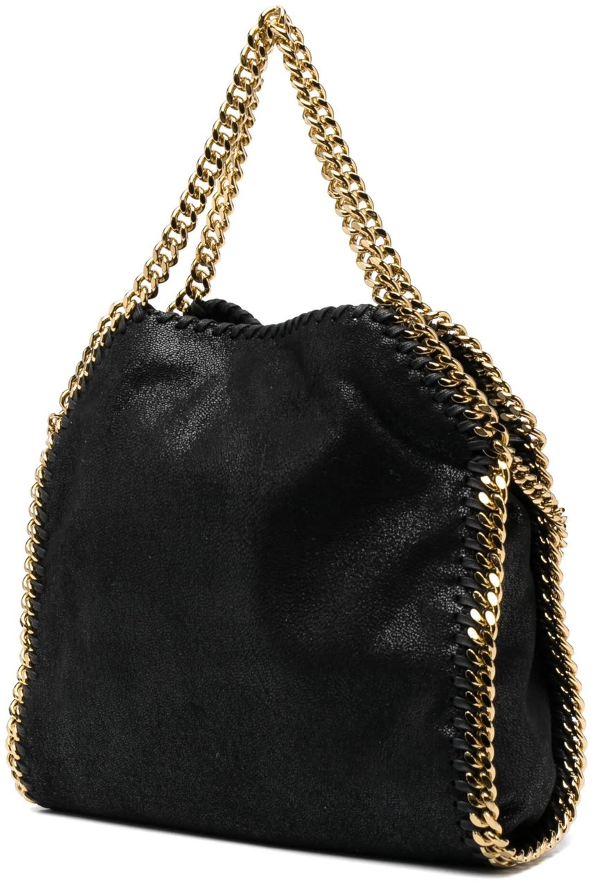 Stella McCartney Black Falabella Mini Chain Trim Totes Zwart