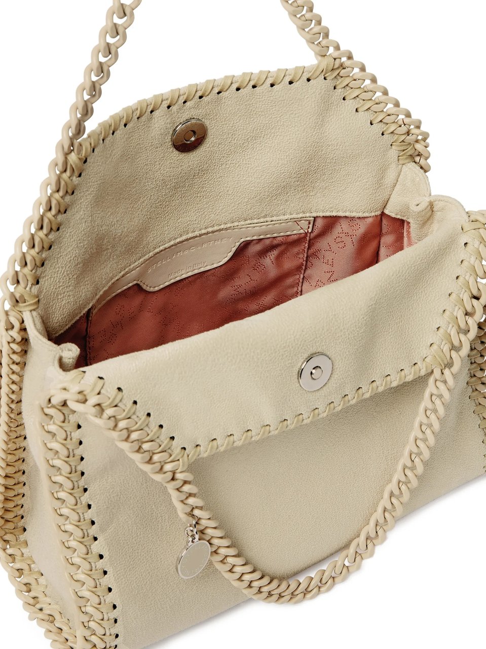 Stella McCartney Mini Shoulder Bag with Whipstitch Detail and Chain Strap Neutraal