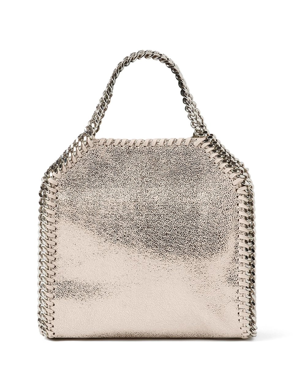 Stella McCartney Structured Metallic Shoulder Bag with Chain Trim Zilver
