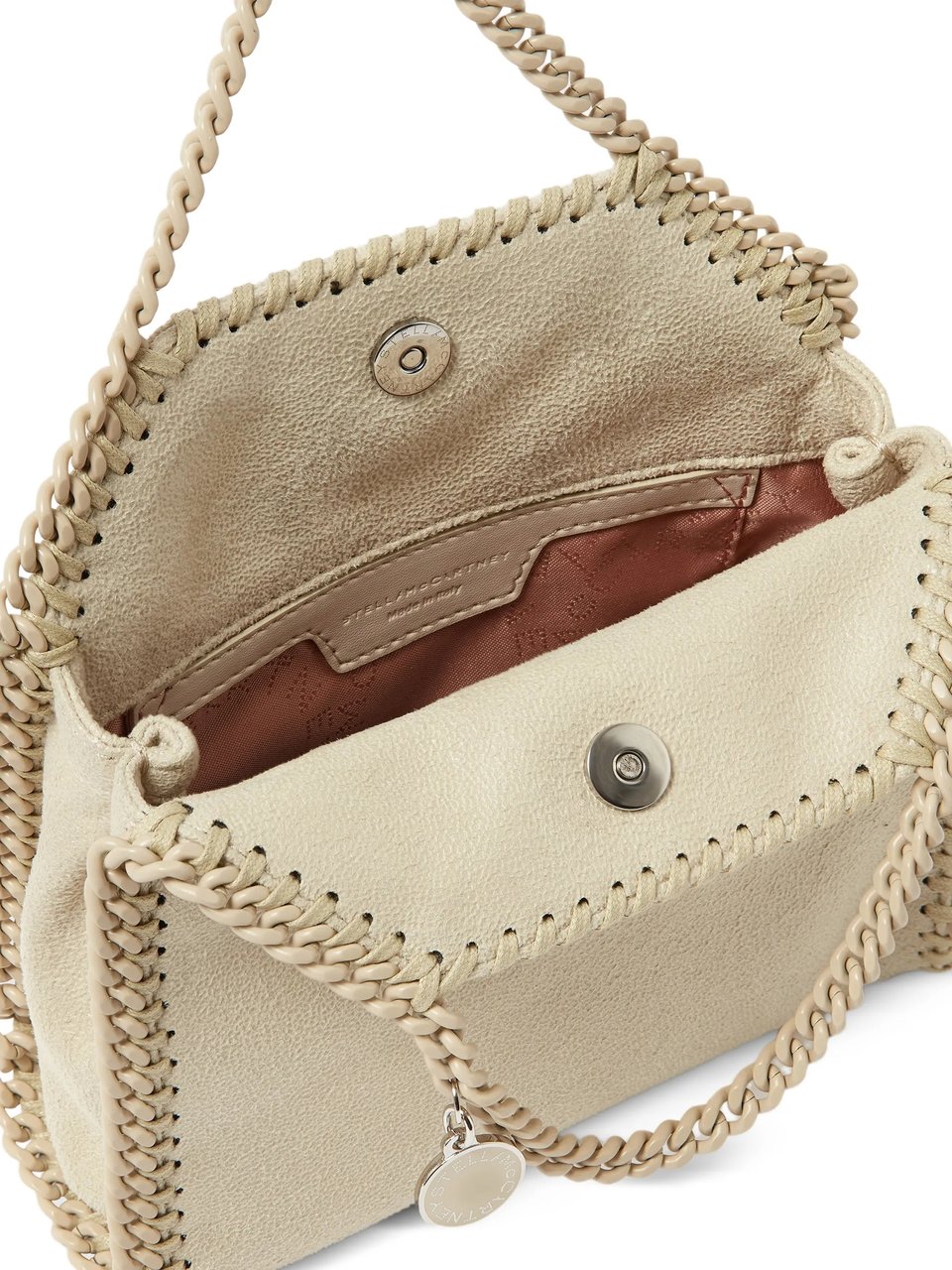 Stella McCartney Braided Trimmed Tiny Shoulder Bag with Detachable Chain Strap Neutraal