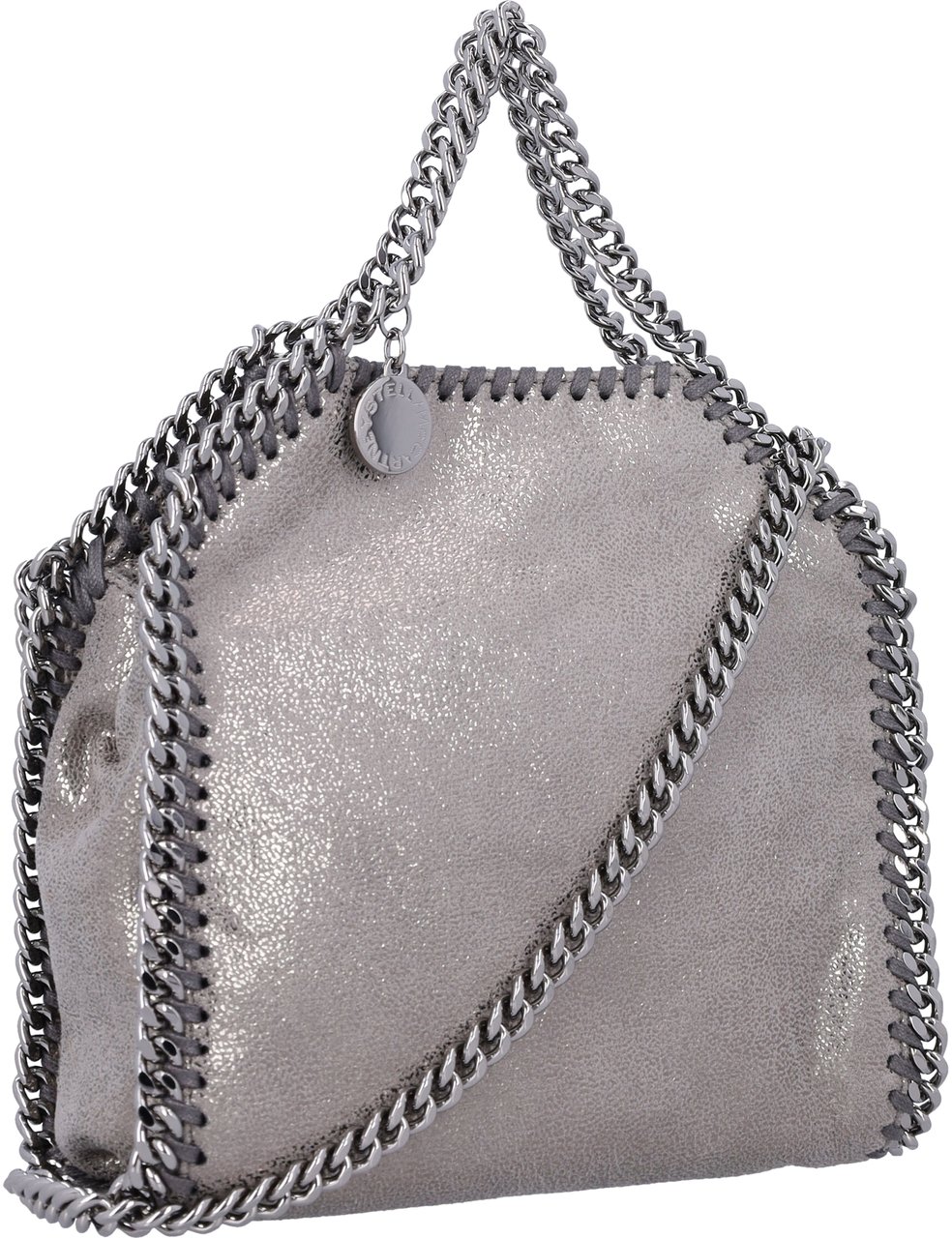 Stella McCartney Falabella Tiny Bag Eco Shiny Dotted Cham Steel Grey Grijs
