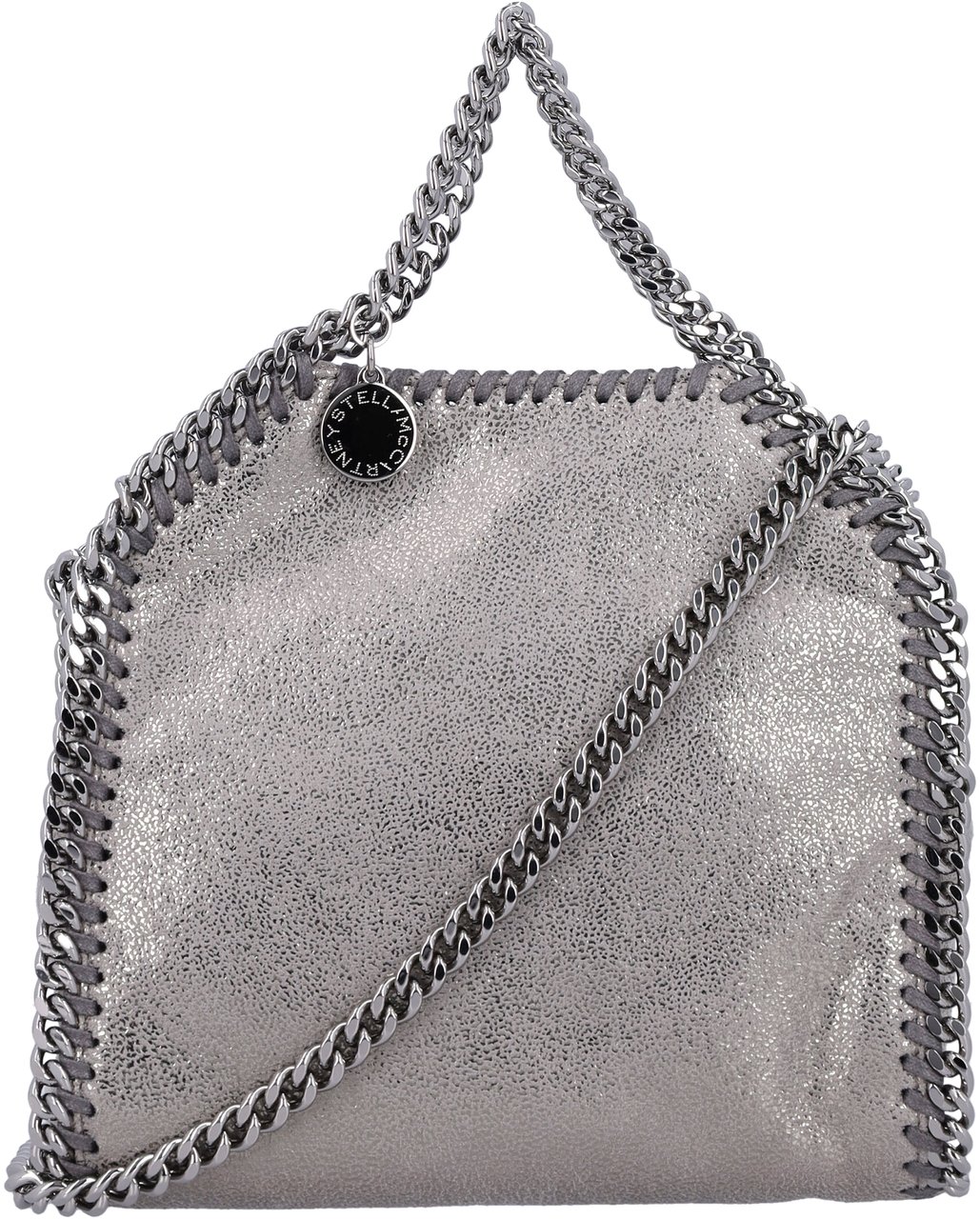 Stella McCartney Falabella Tiny Bag Eco Shiny Dotted Cham Steel Grey Grijs