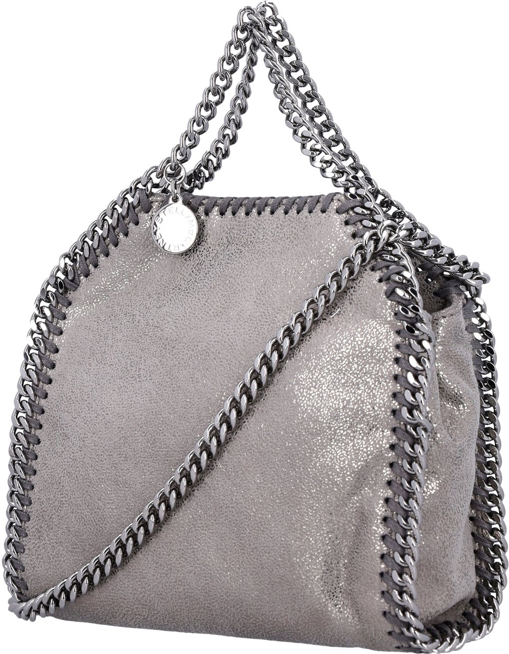 Stella McCartney Falabella Tiny Bag Eco Shiny Dotted Cham Steel Grey Grijs