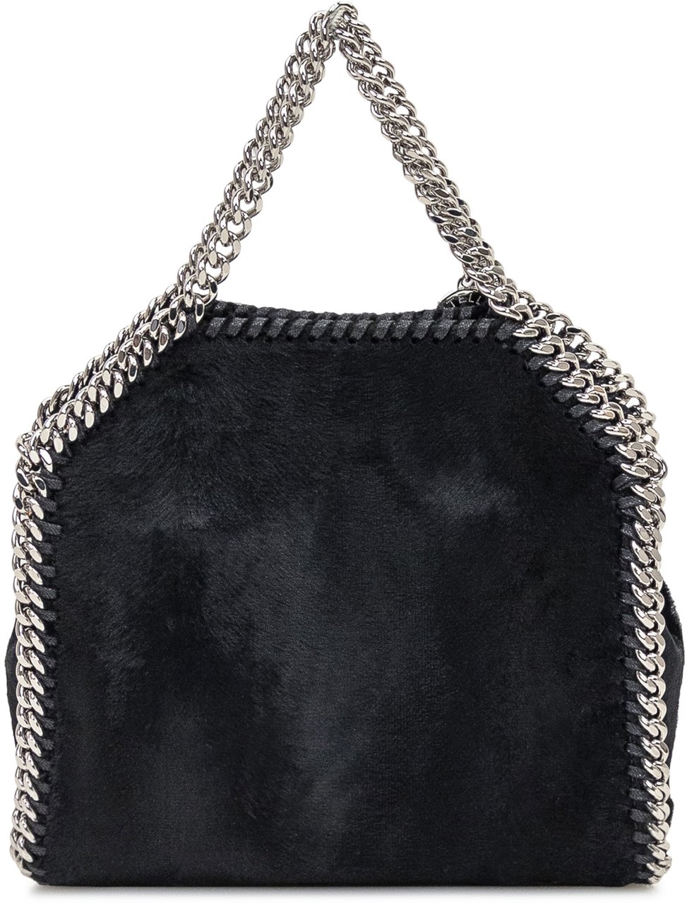 Stella McCartney Borsa Falabella Tiny Stella McCartney in Eco Pelliccia Nera Zwart