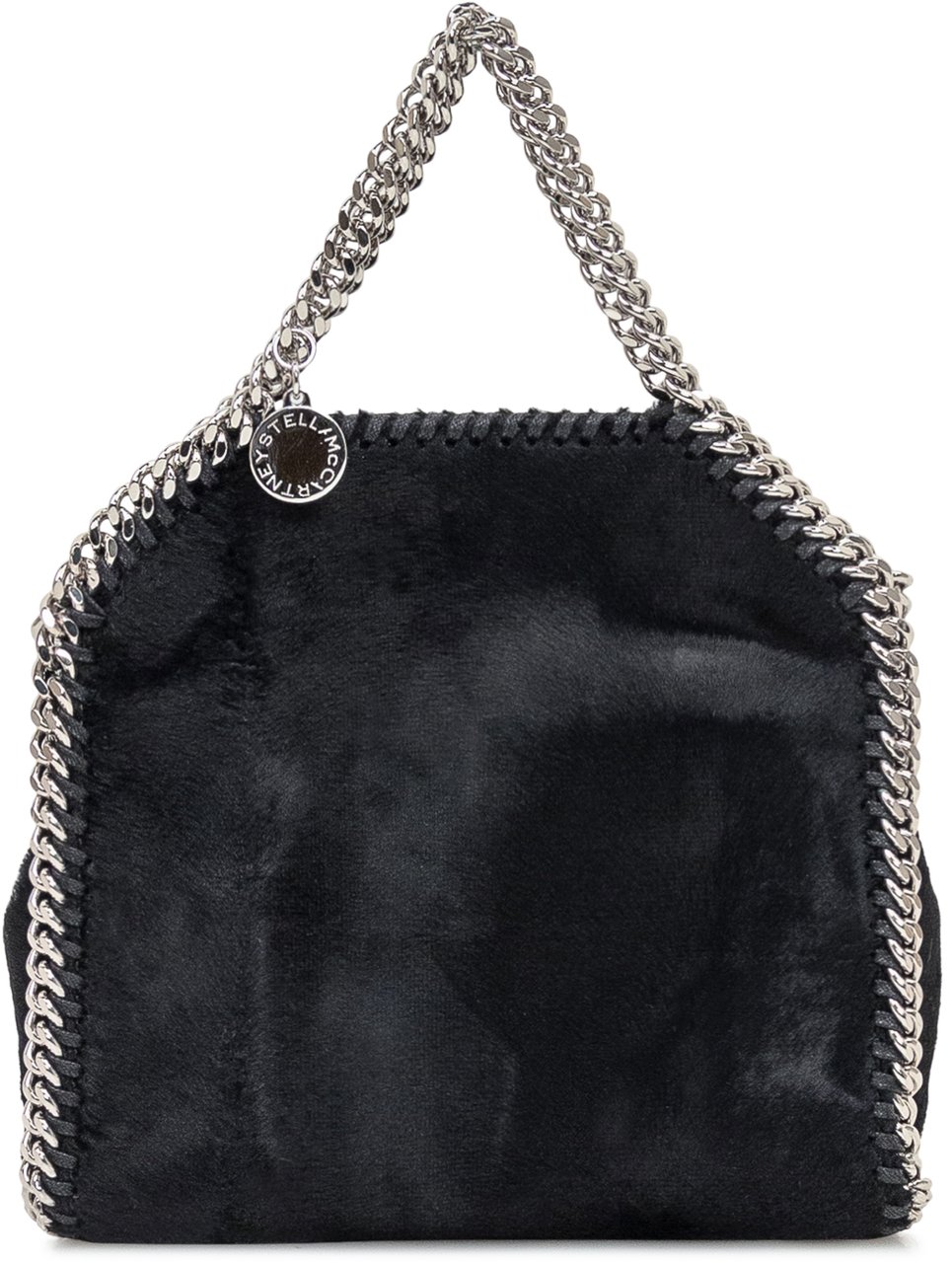 Stella McCartney Borsa Falabella Tiny Stella McCartney in Eco Pelliccia Nera Zwart