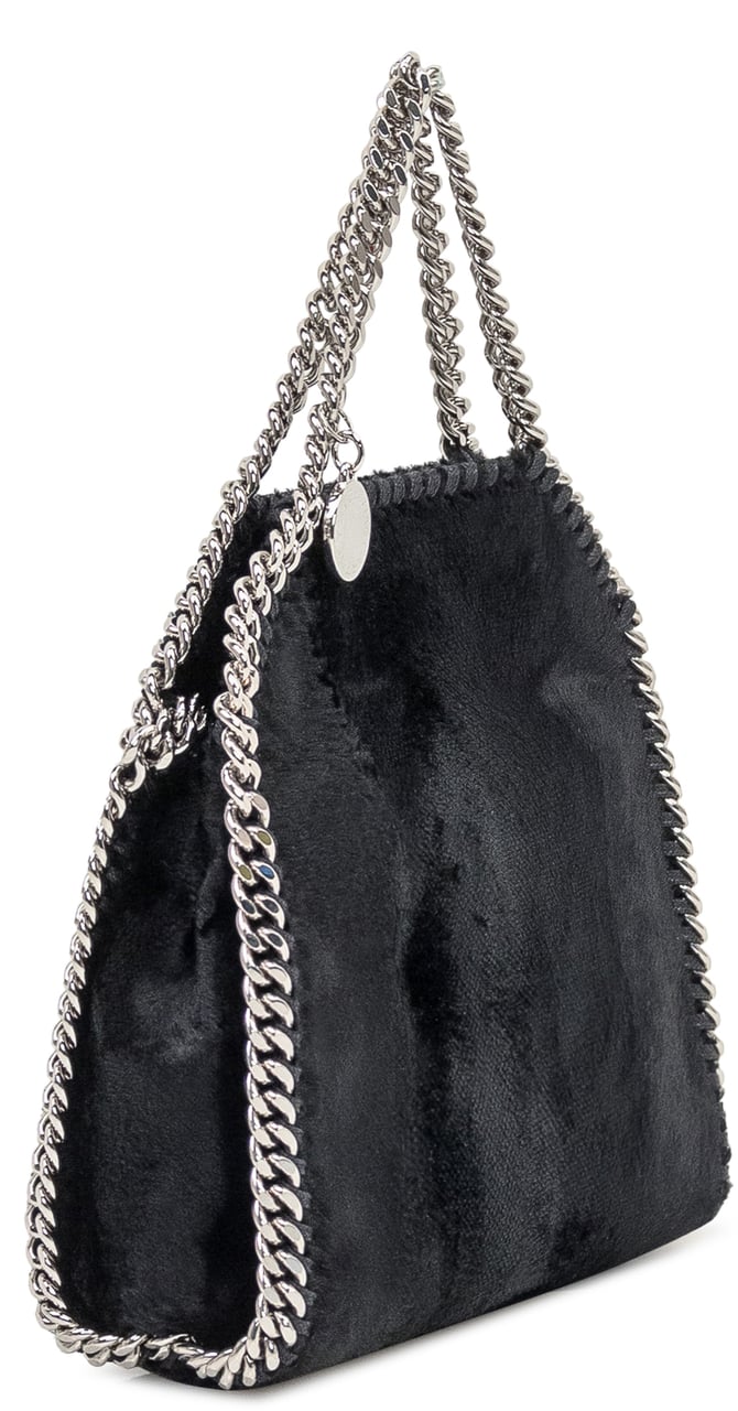 Stella McCartney Borsa Falabella Tiny Stella McCartney in Eco Pelliccia Nera Zwart