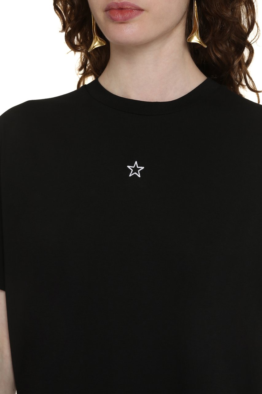 Stella McCartney Embroidered star detail cotton t-shirt Zwart