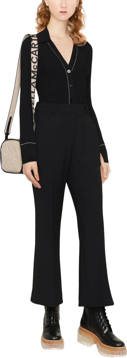 Stella McCartney Black Trousers Tailored Wide-Leg Fabric Pants Zwart