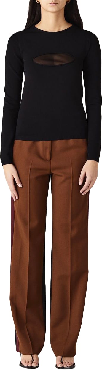 Stella McCartney Black Kint Top Fitted Cut-Out Sweater Zwart