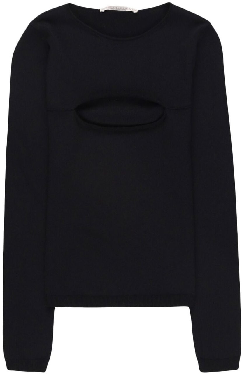 Stella McCartney Black Kint Top Fitted Cut-Out Sweater Zwart