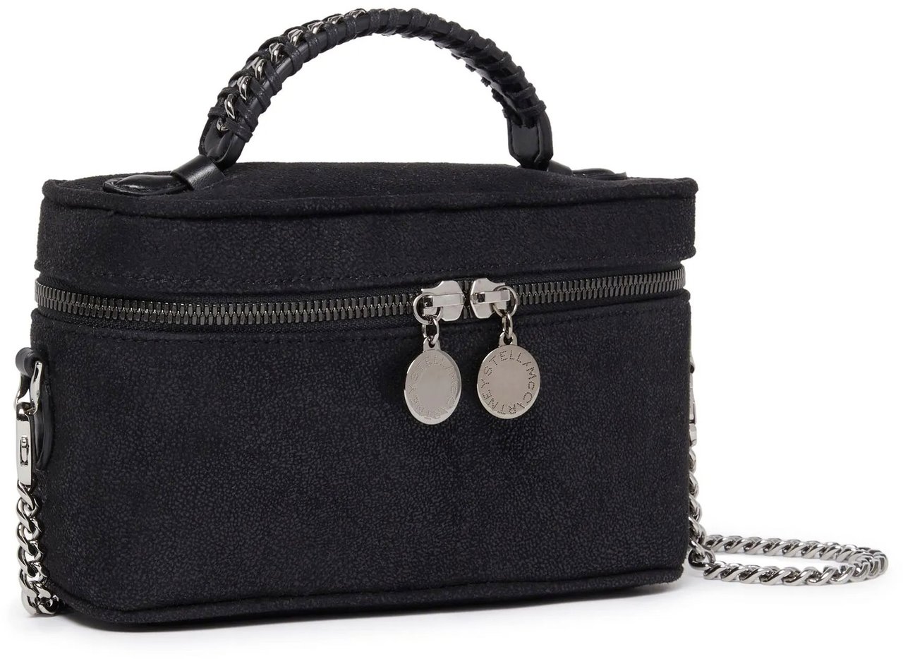 Stella McCartney Textured Black Vanity Case With Braided Handle Zwart