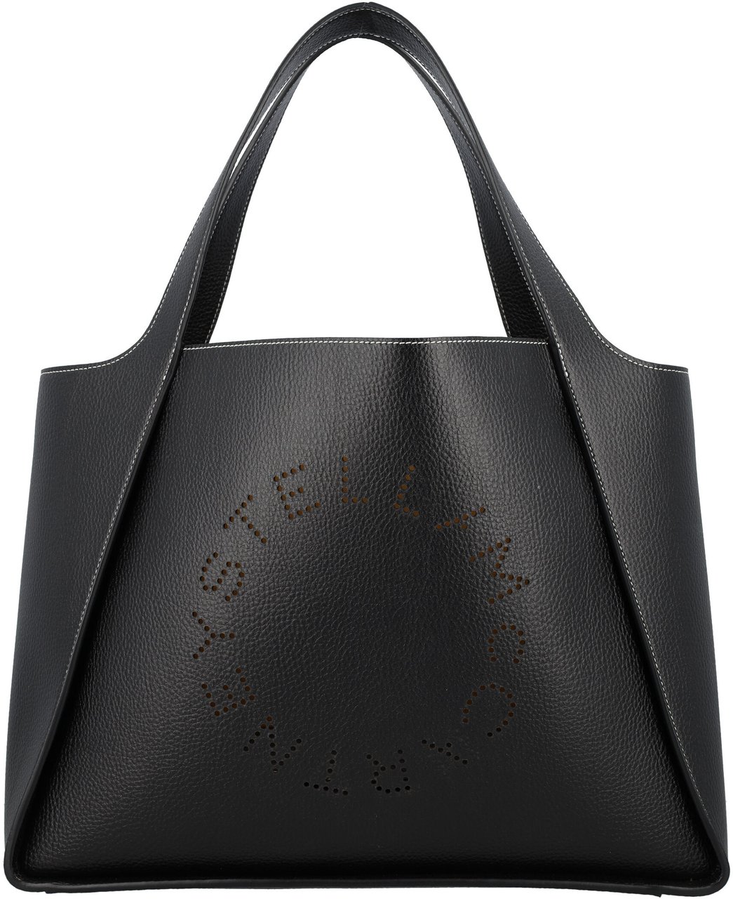 Stella McCartney Logo Tote Bag Embossed Grainy Alter Mat Nero Zwart