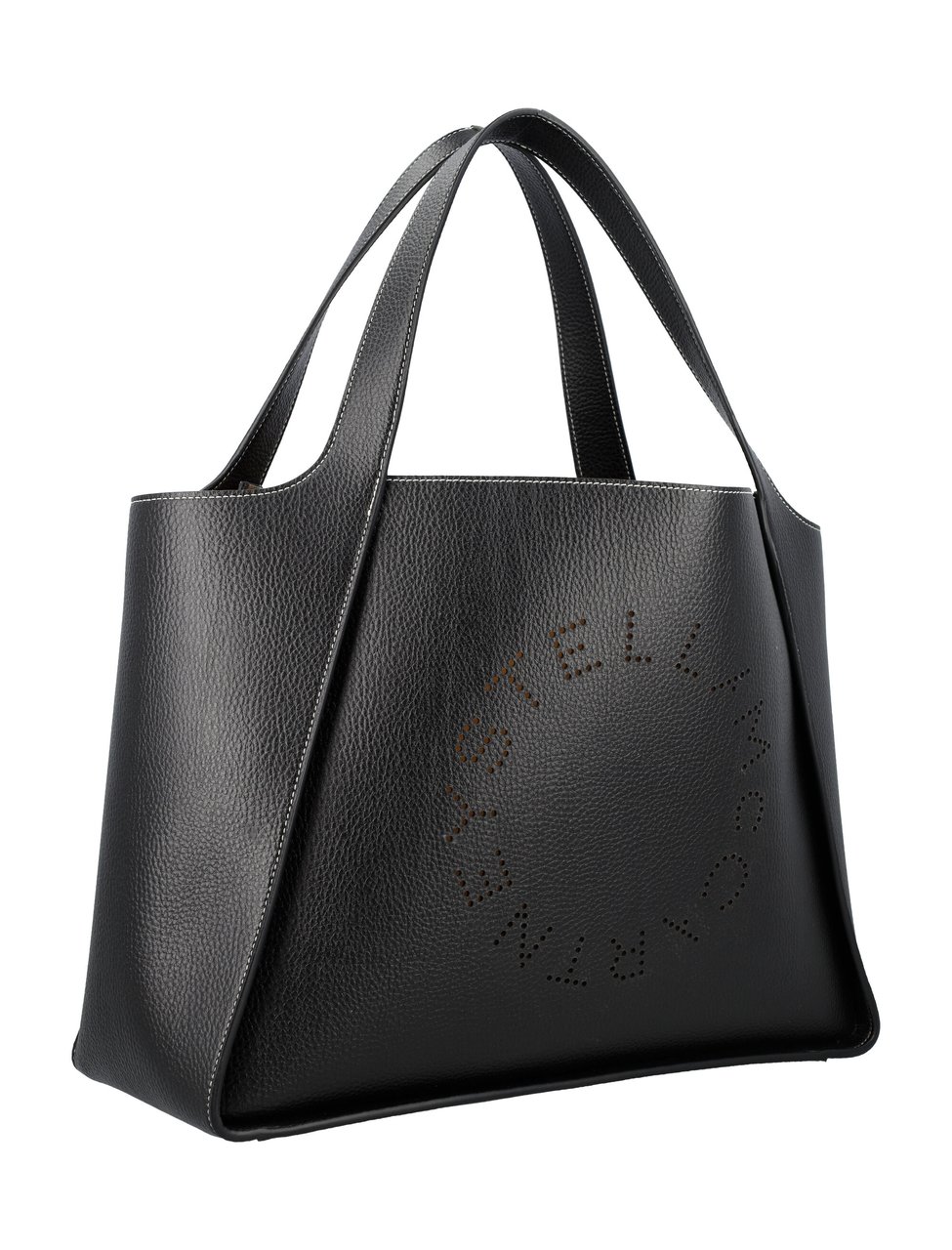 Stella McCartney Logo Tote Bag Embossed Grainy Alter Mat Nero Zwart