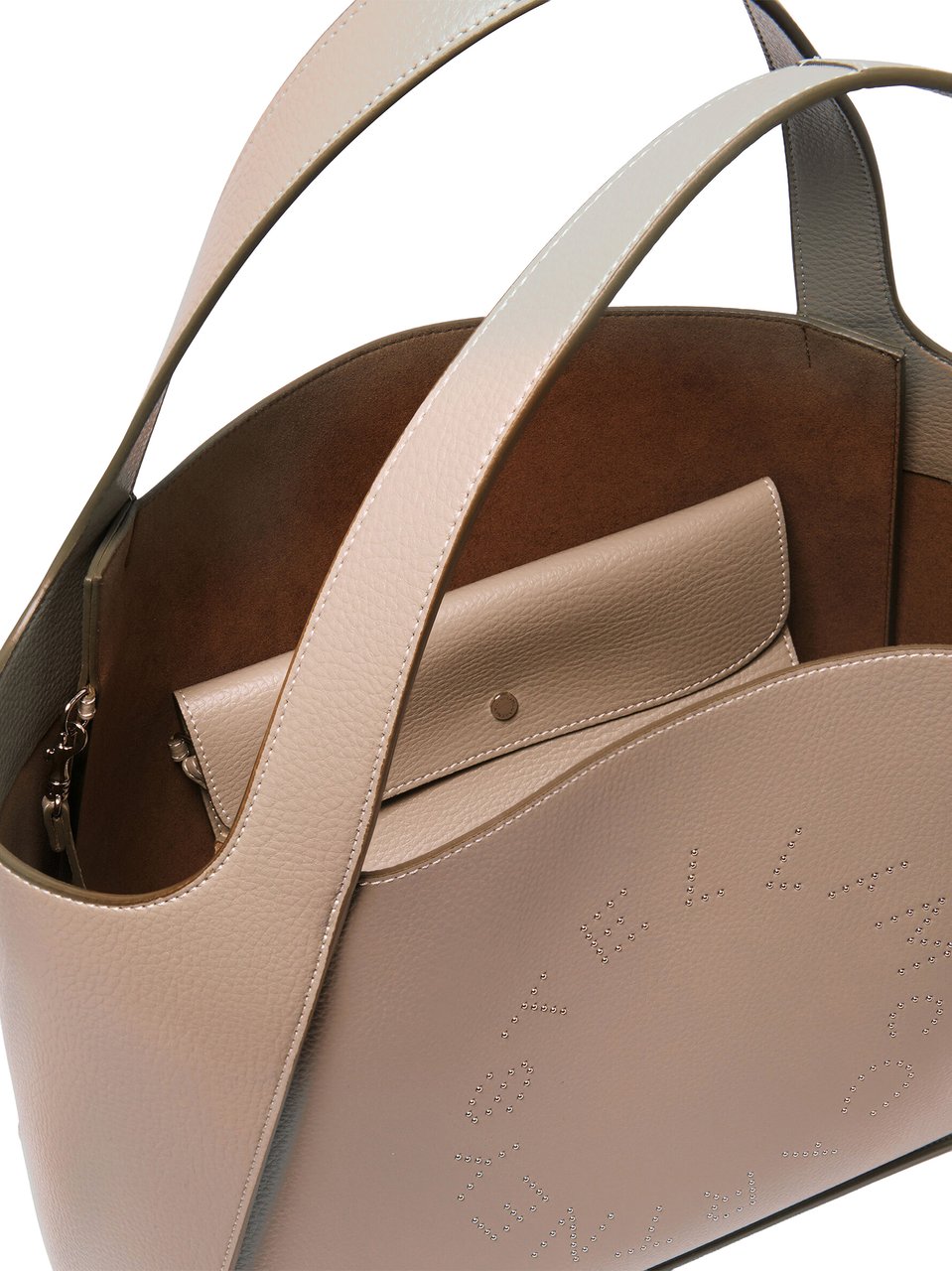 Stella McCartney Neutral Tote Bag Grainy Embossed Totes Neutraal
