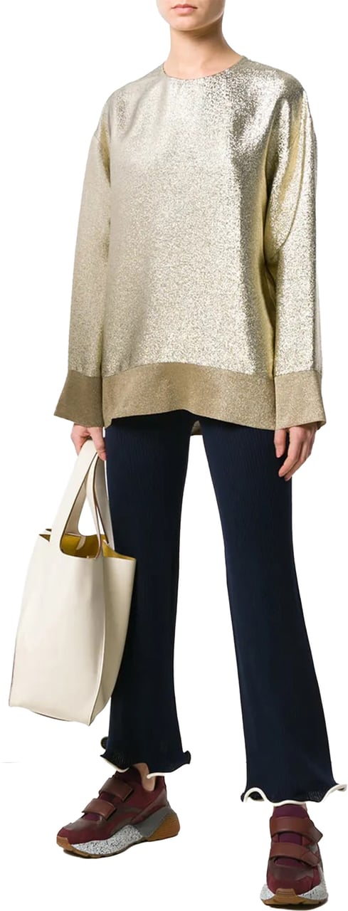 Stella McCartney Gold Boxy Metallic Metallic Sweater Neutraal