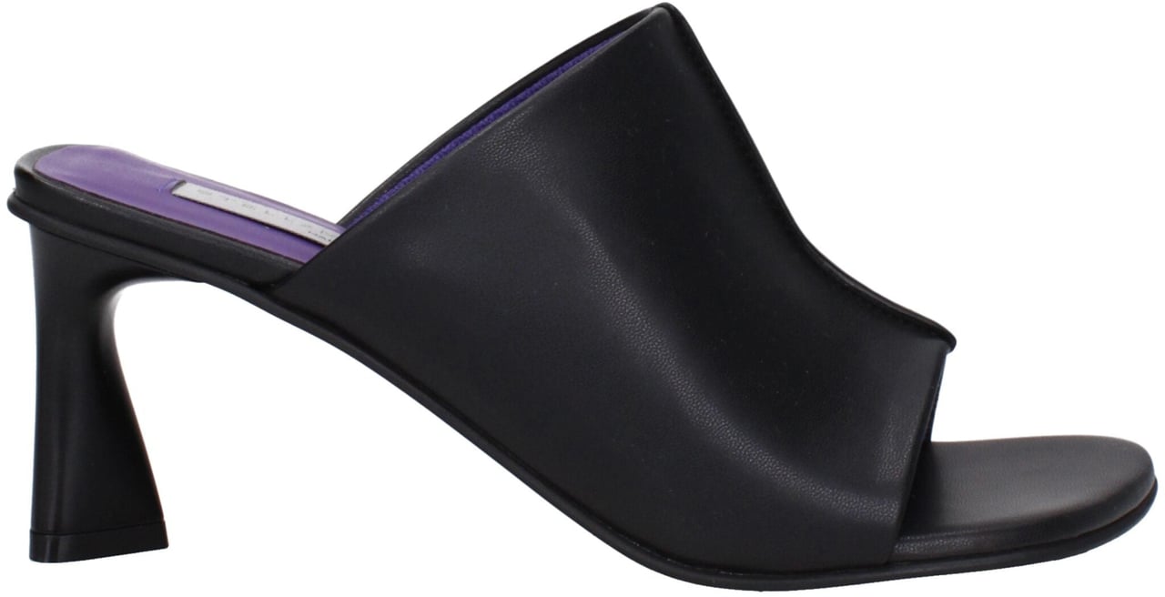 Stella McCartney Black Leather Stiletto Heel Sandals Zwart