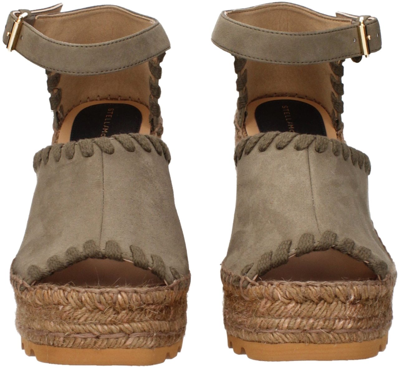 Stella McCartney Green Leather Wedge Sandals Groen