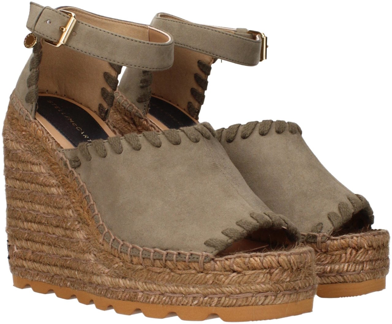 Stella McCartney Green Leather Wedge Sandals Groen