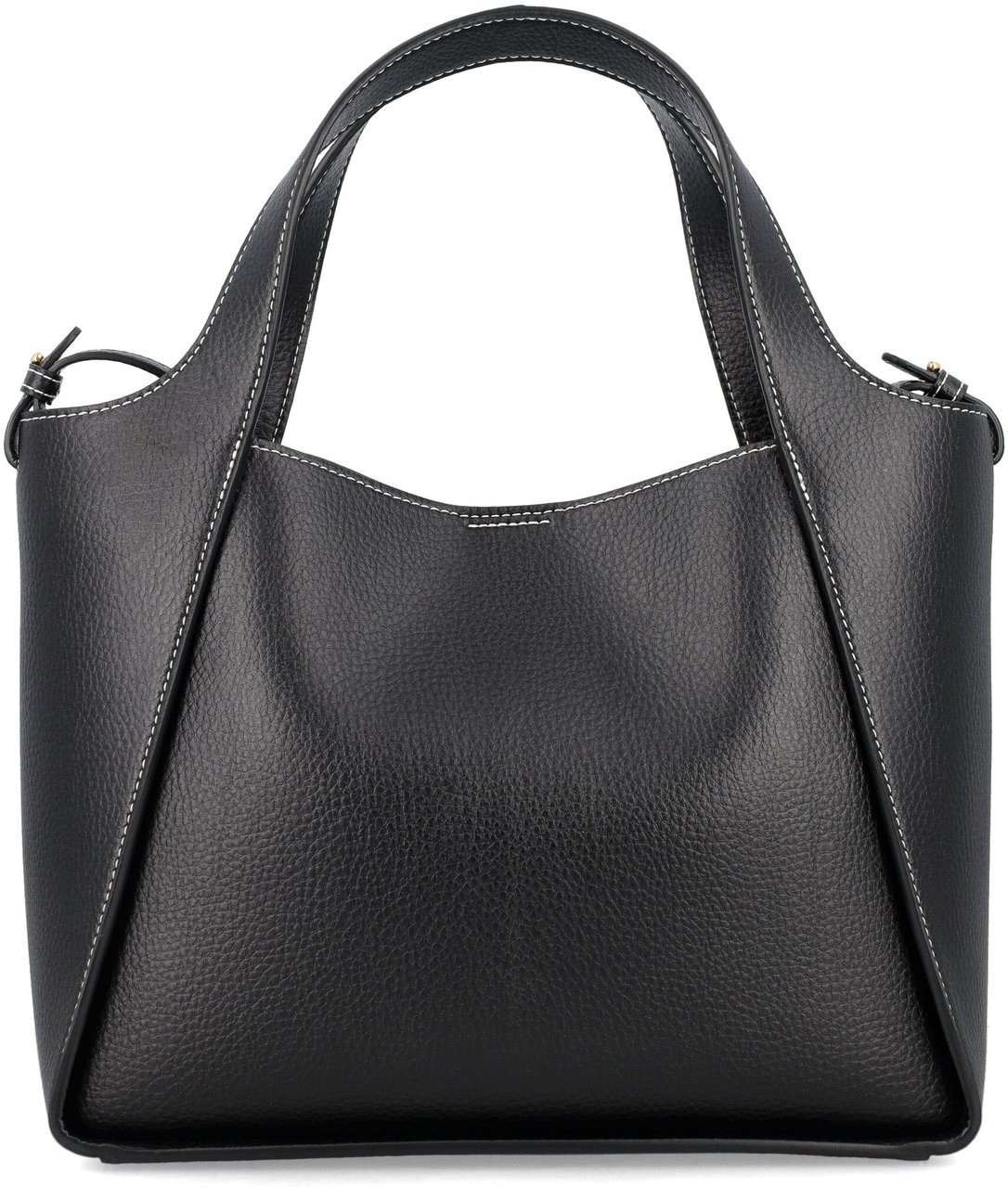 Stella McCartney Logo Crossbody Tote Bag Embossed Grainy Nero Zwart