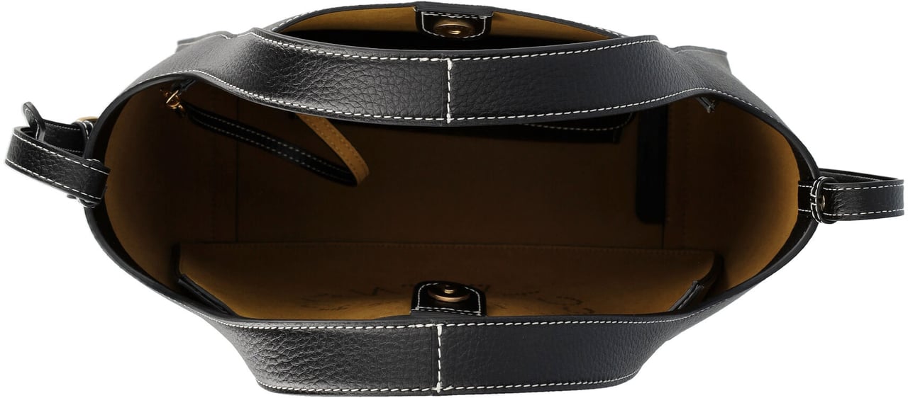 Stella McCartney Logo Crossbody Tote Bag Embossed Grainy Nero Zwart