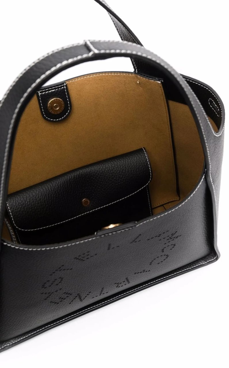 Stella McCartney Structured Logo Crossbody Tote Bag With Dual Handles Zwart