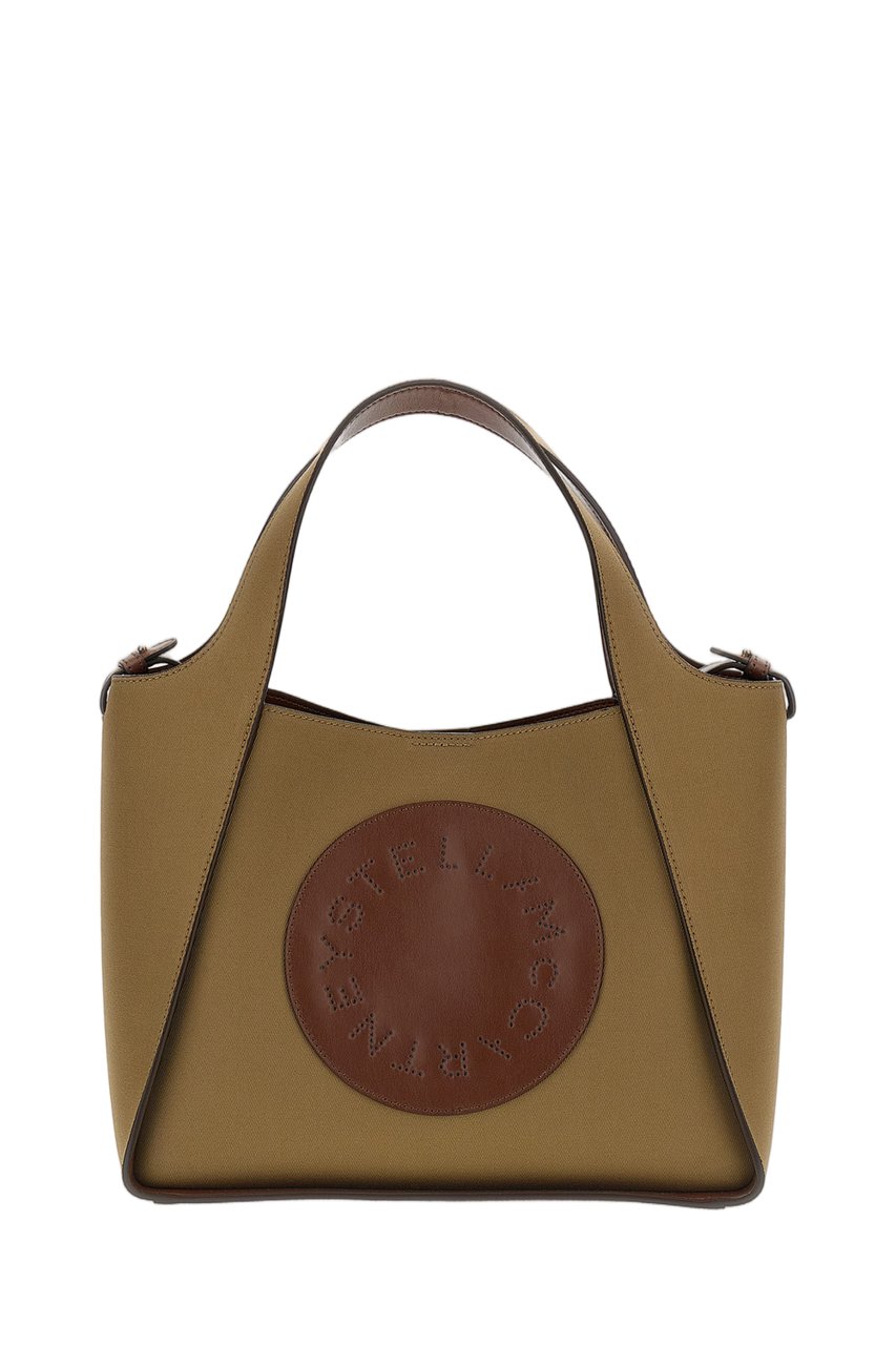 Stella McCartney Beige Circular Logo Perforated Crossbody Bag Bruin