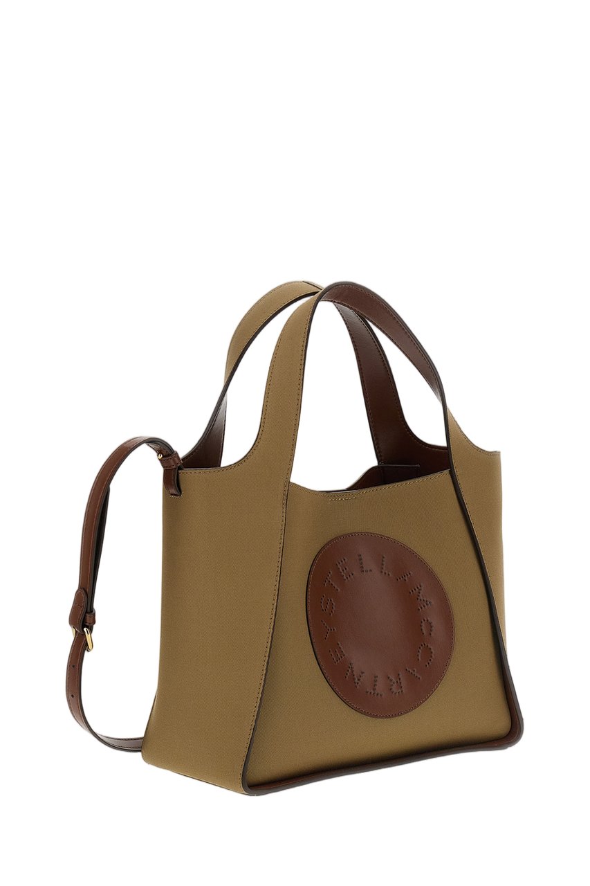 Stella McCartney Beige Circular Logo Perforated Crossbody Bag Bruin