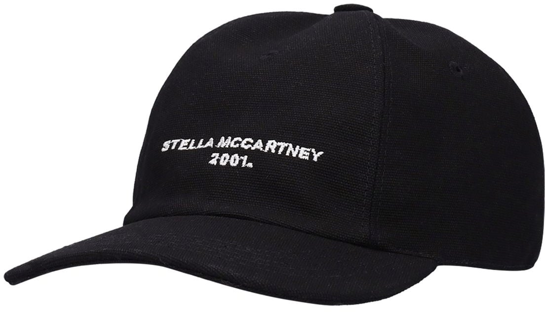 Stella McCartney Black cap with curved visor Zwart
