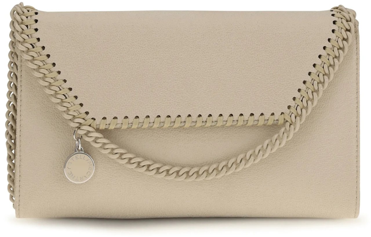 Stella McCartney Rectangular Polyester Wallet Bag With Chain Detail Neutraal