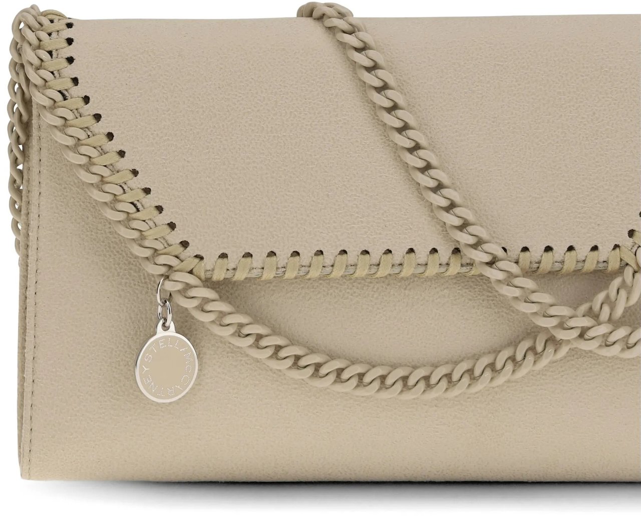 Stella McCartney Rectangular Polyester Wallet Bag With Chain Detail Neutraal